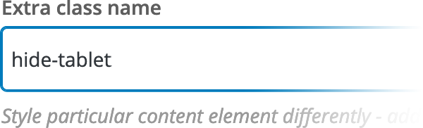 Page Builder Settings Reference for hiding ontablet class