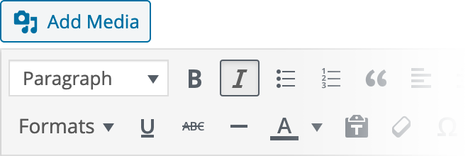 WYSIWYG Settings Reference for Italic Text Inline Style