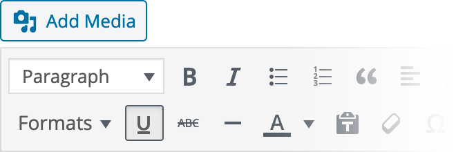 WYSIWYG Settings Reference for Underline Text Inline Style